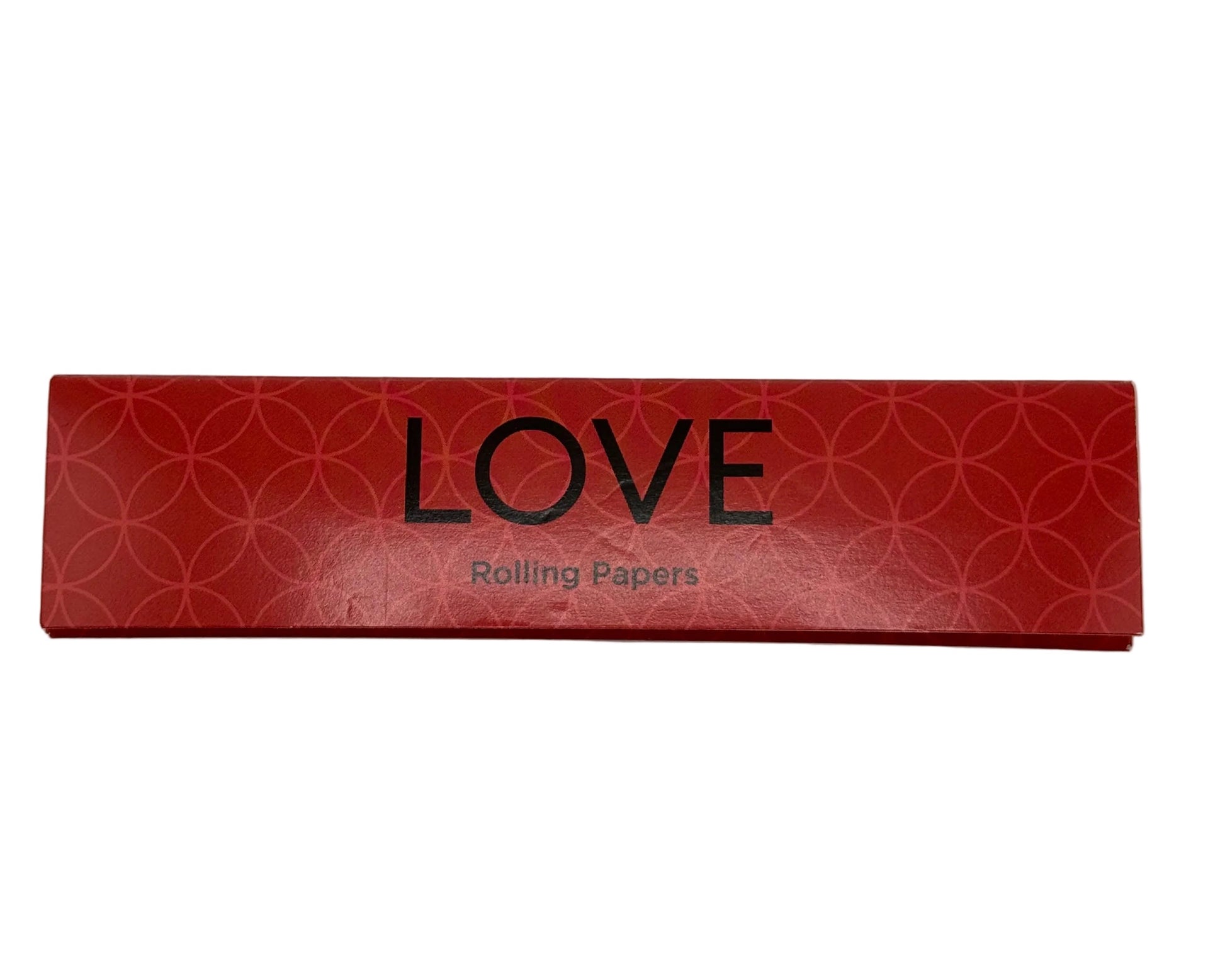 Red box with 'LOVE' printed on it against a light gray background